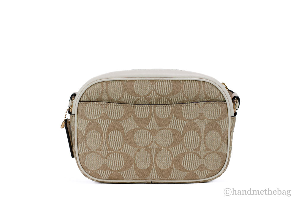 Coach (C9926) Jamie Mini Khaki Chalk Coated Canvas Camera Crossbody Handbag
